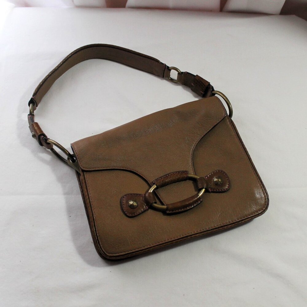 Ellen Tracy Brown Goat Leather Handbag / Shoulder Bag